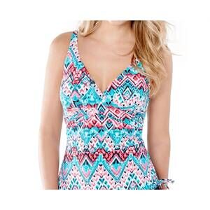 NEW CHRISTINA SWIMWEAR d-cup crossover drawstring underwire tankini top in deser